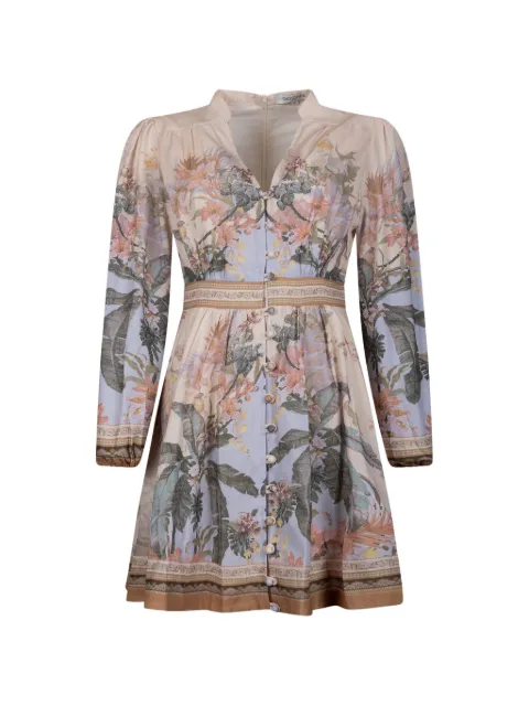 Giovanni Paris floral-print button-down mini dress