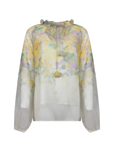 Giovanni Paris floral-print ruffled blouse