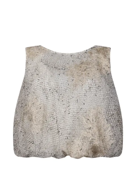 Giovanni Paris top de malla con bordado floral