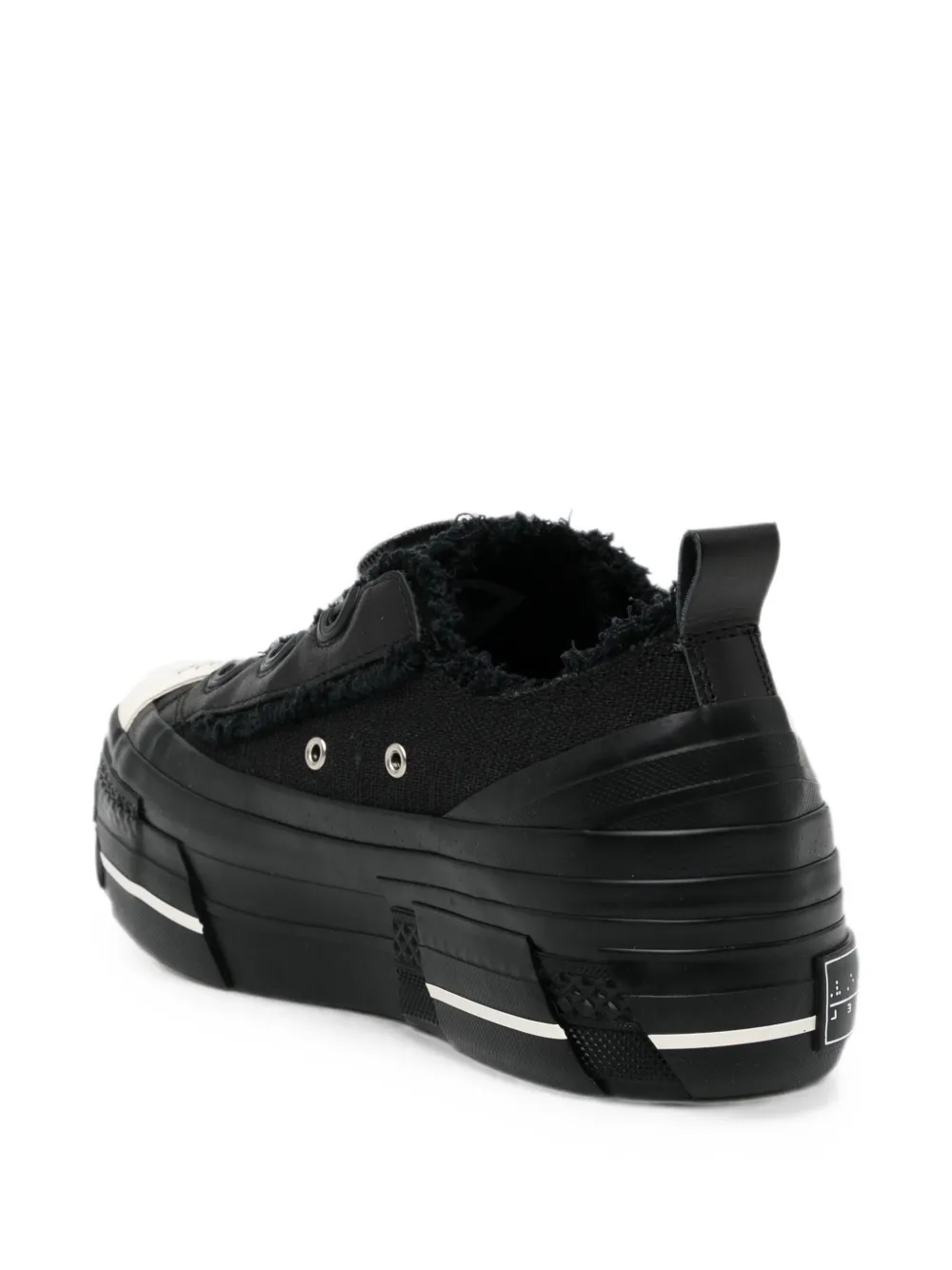 Y's frayed-edge platform sneakers - Black