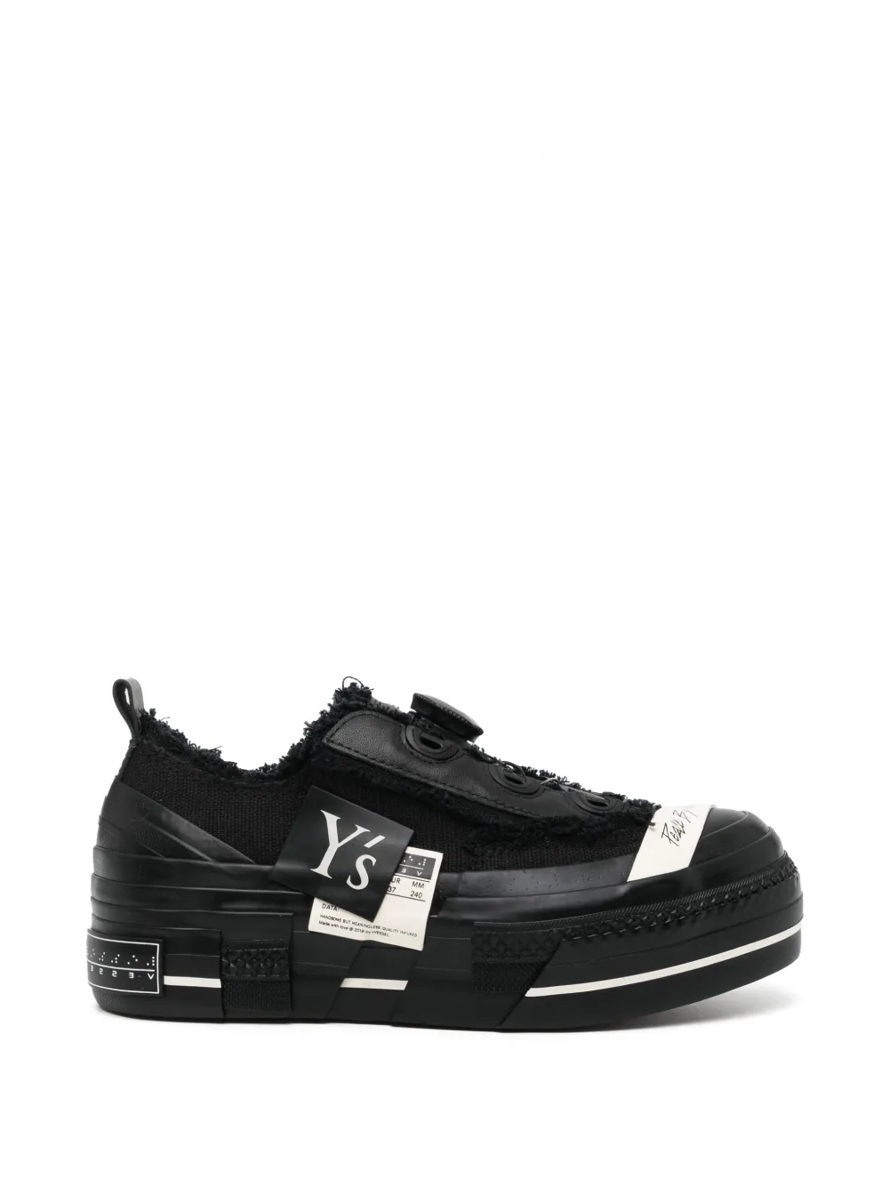 Y's frayed-edge platform sneakers - Nero