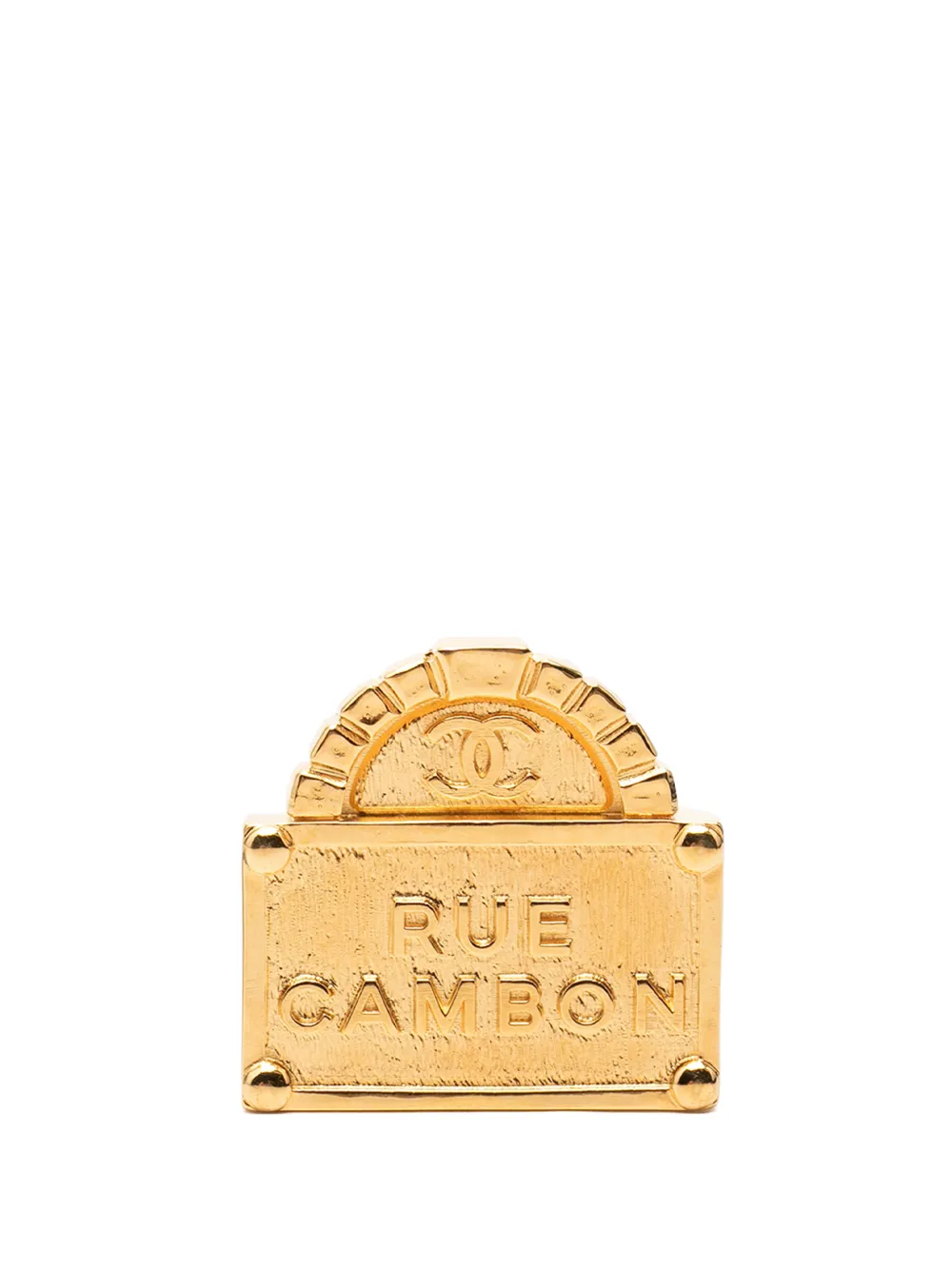 CHANEL Pre-Owned 2022 CC Gold Plated Rue Cambon Dome Brooch costume brooch