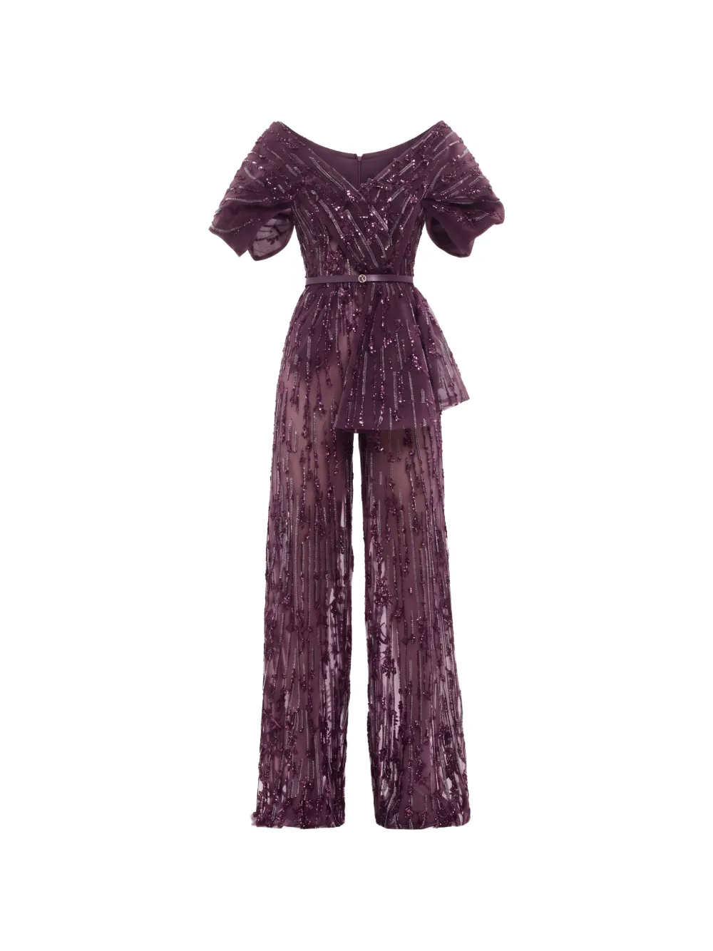 Saiid Kobeisy sequin-embellished belted jumpsuit - Viola
