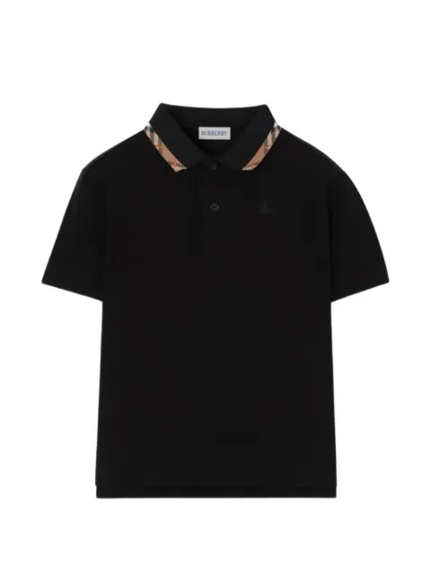 Burberry Kids polo con ribete Check