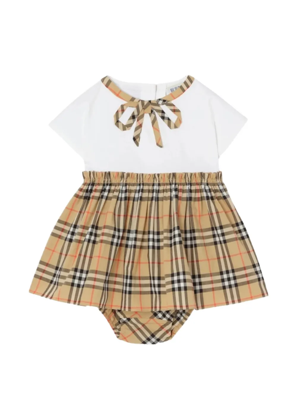 Burberry Kids Check-print bow-detail dress set (set of two) - Nude