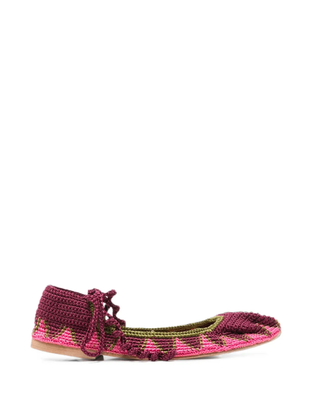 SLO_HAND_MADE crochet lace-up ballet flats - Viola