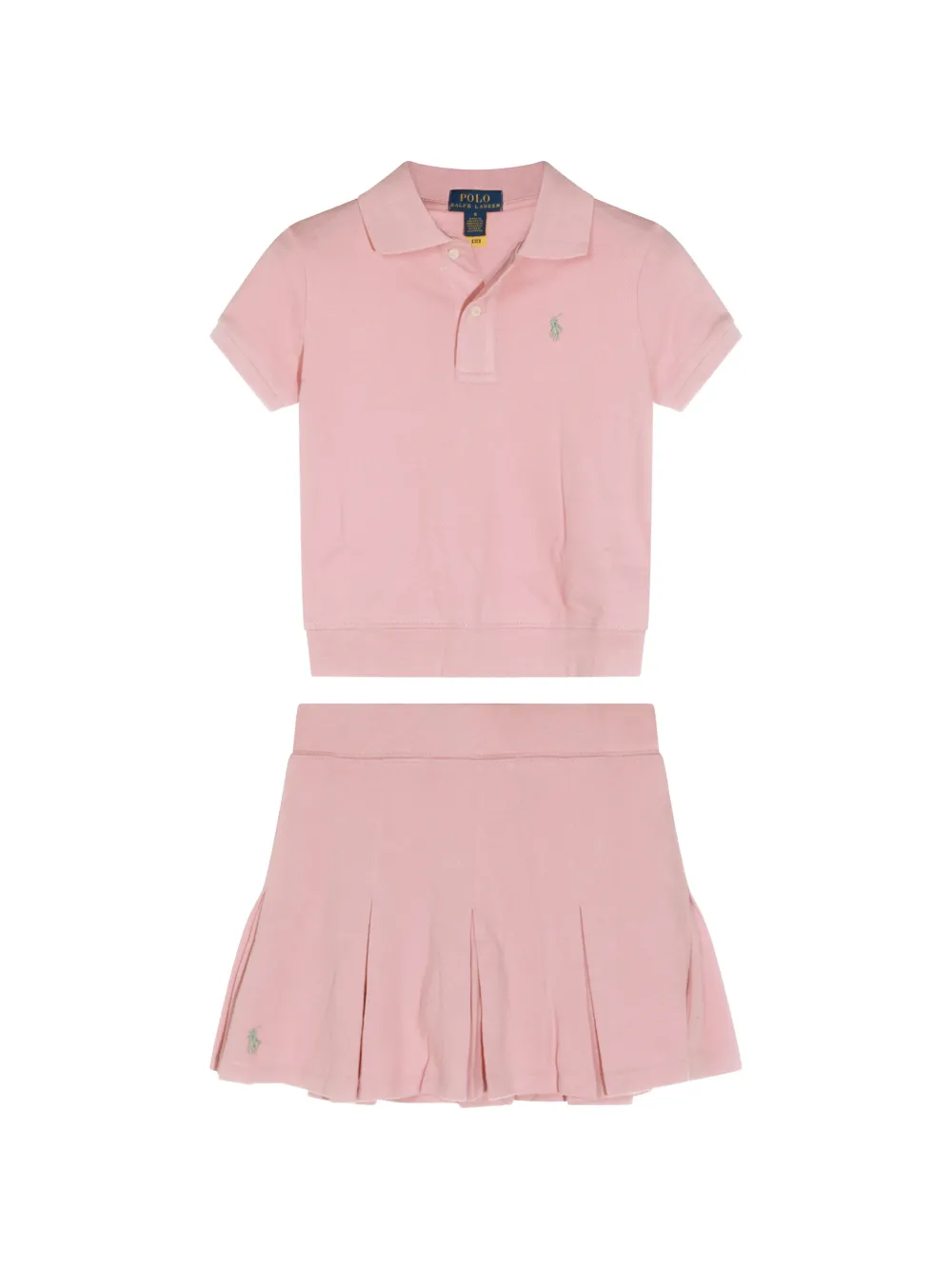 POLO RALPH LAUREN KIDS logo-embroidered pleated set - Rosa