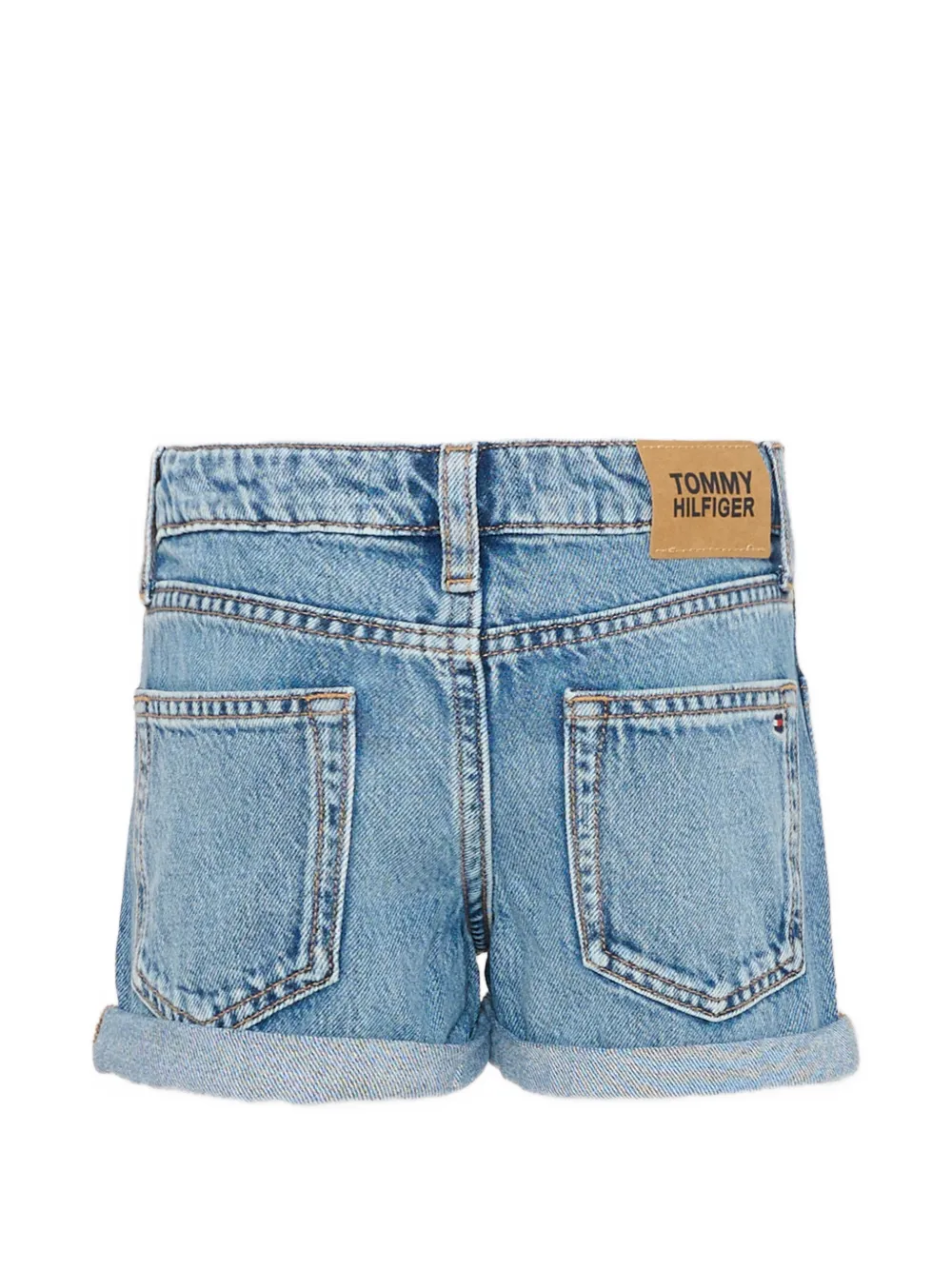 Tommy Hilfiger Junior Denim shorts met opgerolde zoom Blauw