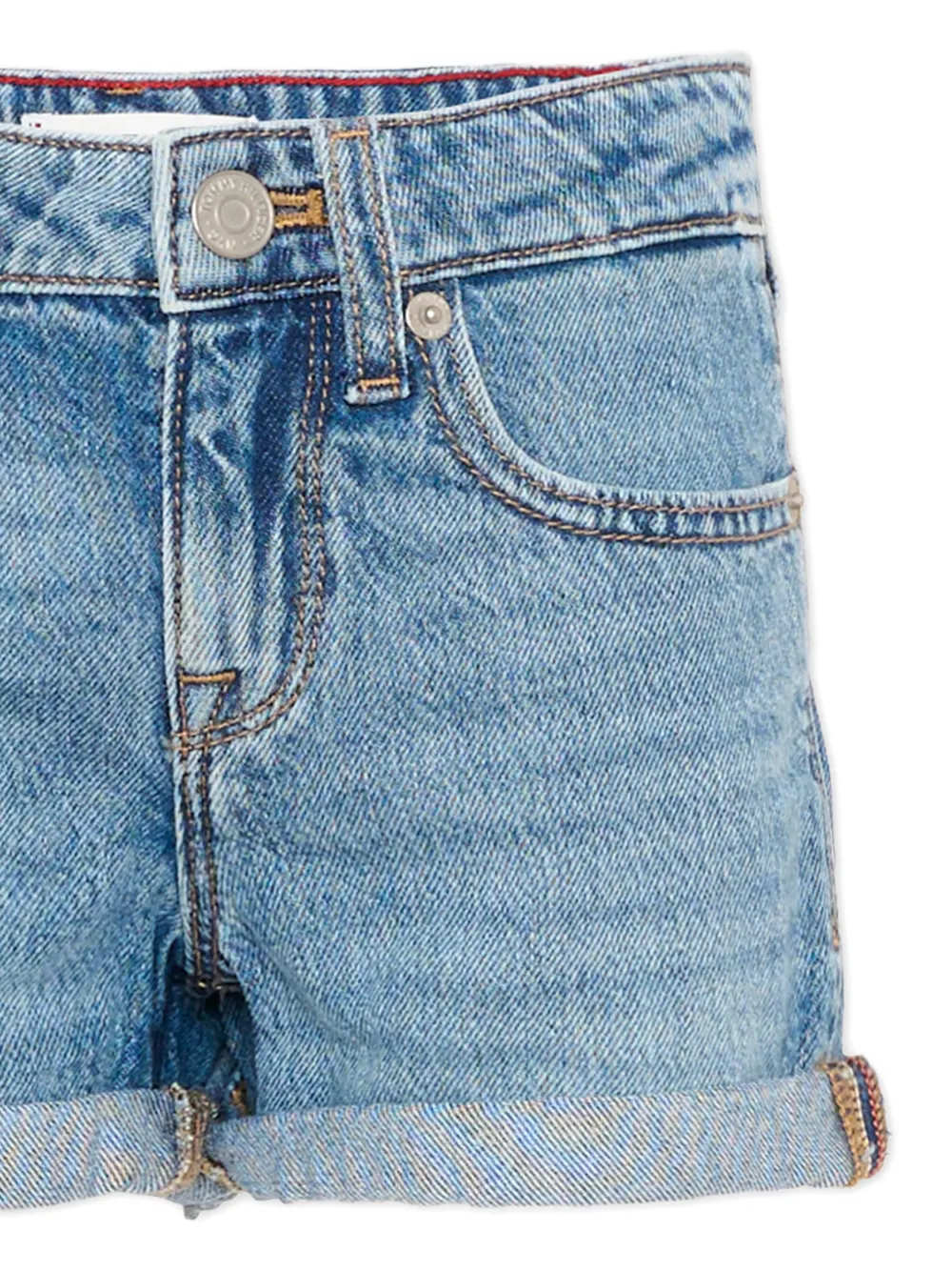 Tommy Hilfiger Junior Denim shorts met opgerolde zoom Blauw