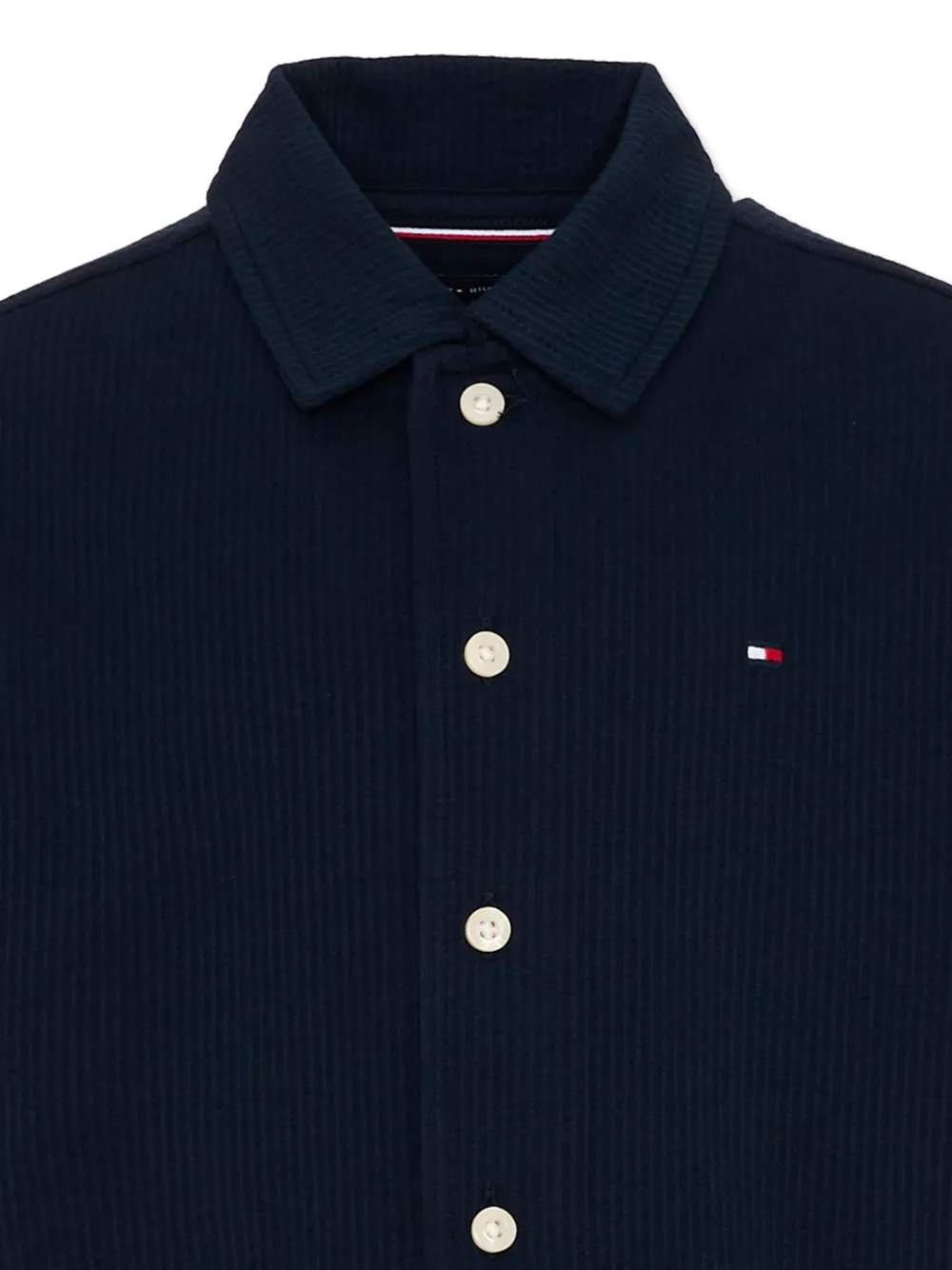 Tommy Hilfiger Junior Seersucker shirt met geborduurd logo Blauw