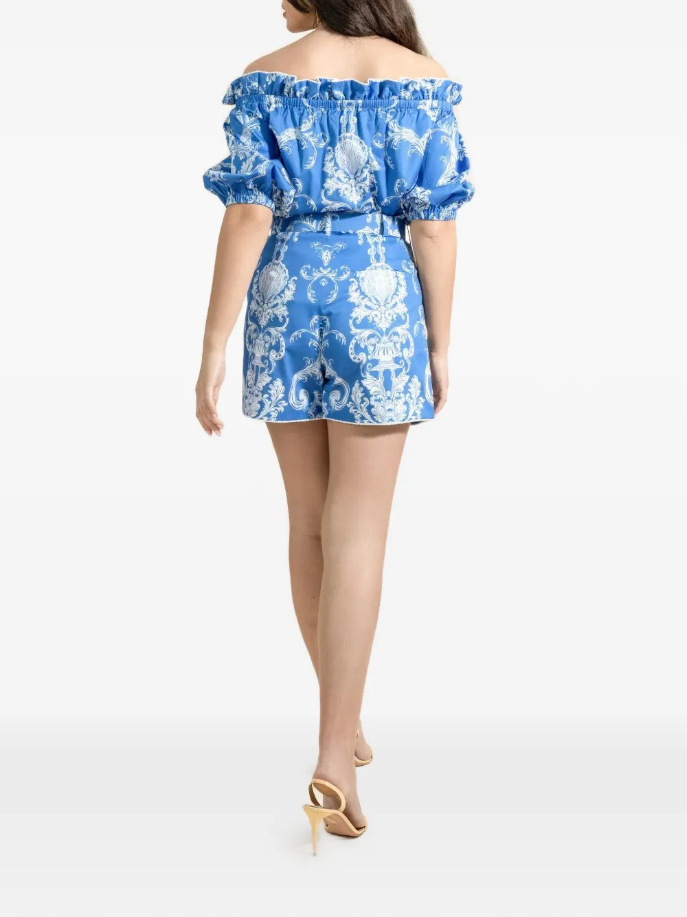 Borgo de Nor Gwen Barocco-print Shorts in Blue, view 3
