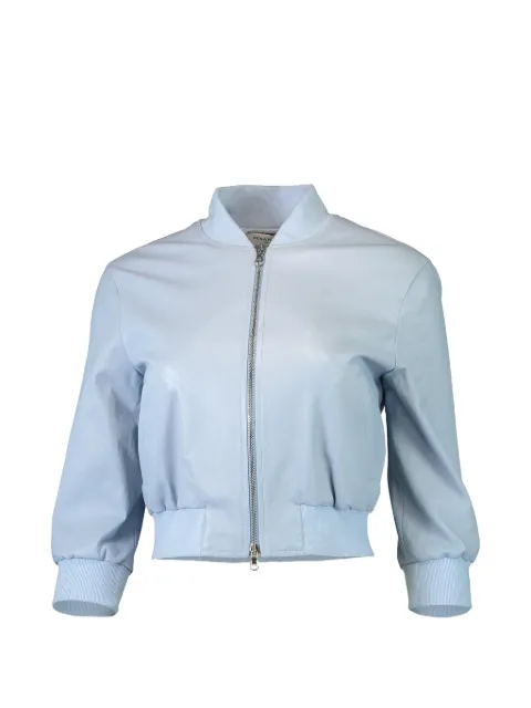 Susan Bender leather short-sleeve bomber jacket