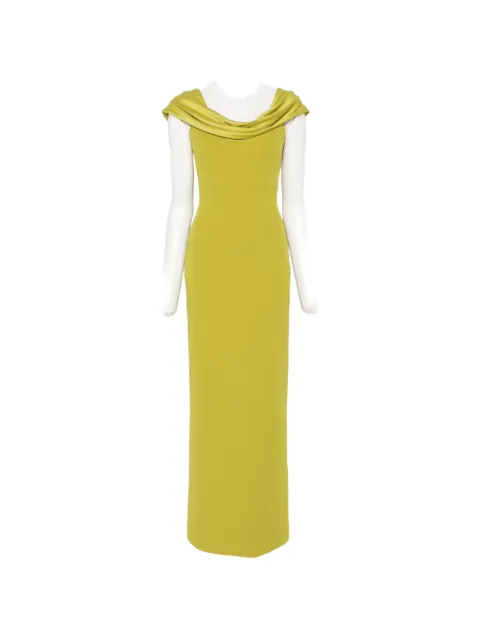 Solace London vestido largo drapeado con hombros descubiertos