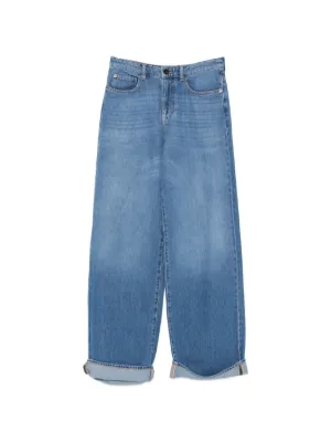 Emporio Armani Calça Jeans Wide Leg Com Fenda Lateral | Azul