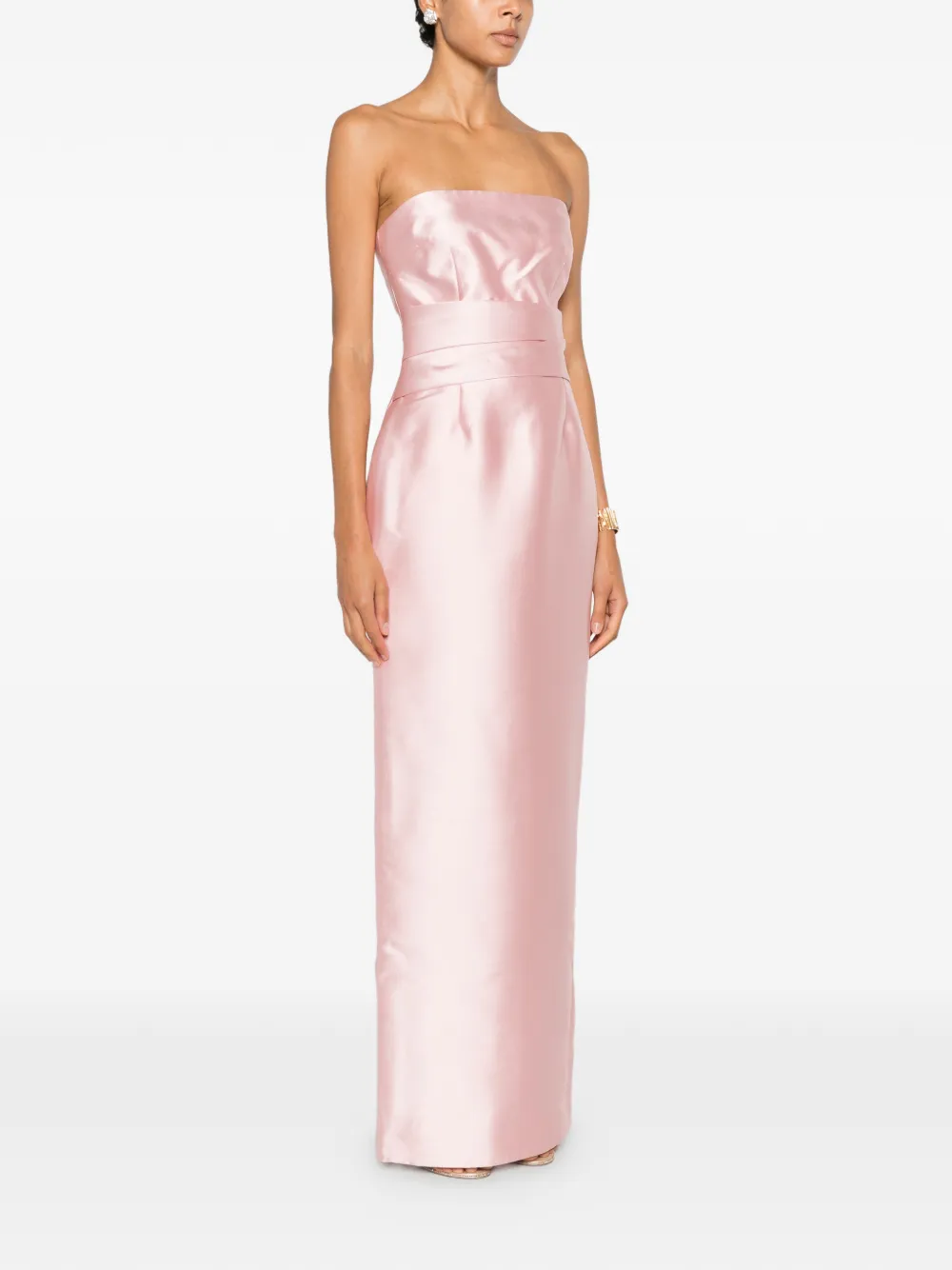 Solace London Strapless jurk met geplooide taille Roze