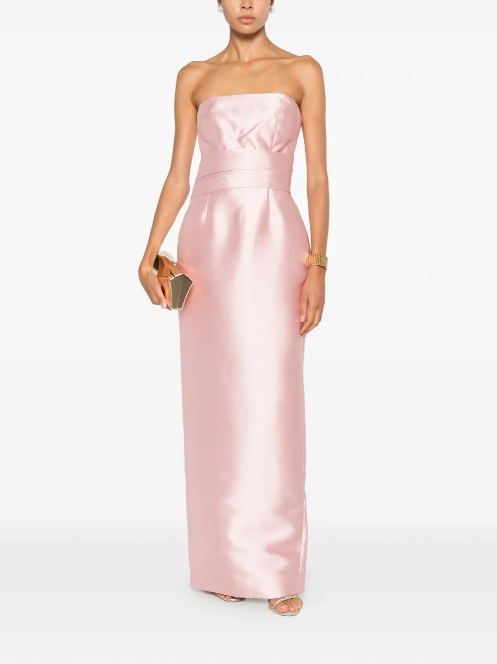 Solace London Strapless jurk met geplooide taille Roze