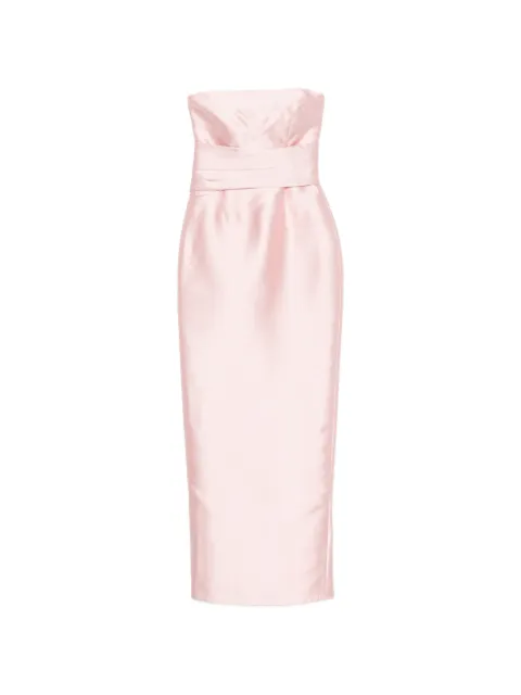 Solace London strapless pleated-waist maxi dress