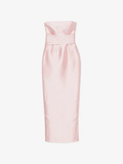 Solace London Vestido longo sem alças com pregas no cós