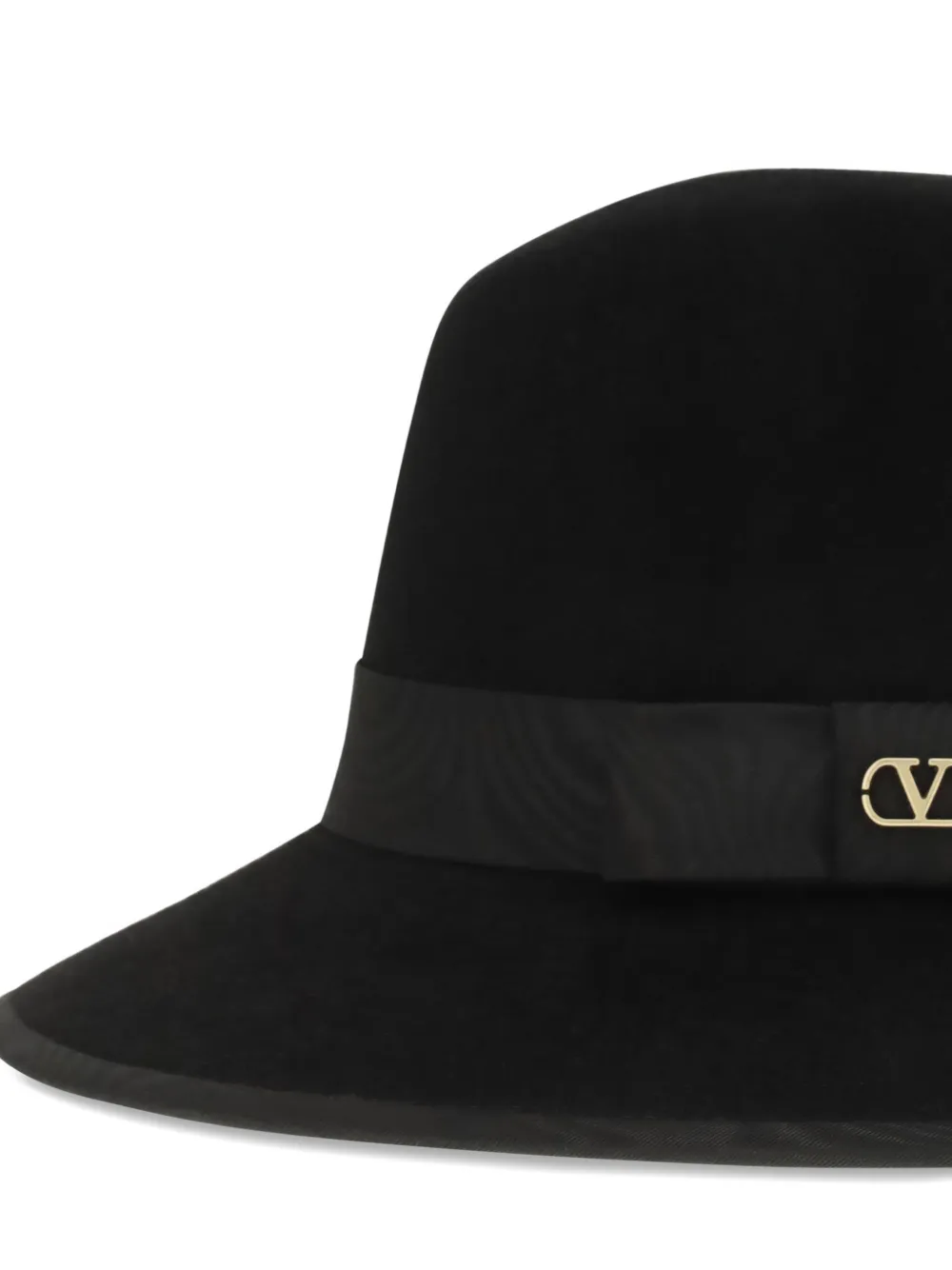 Valentino Garavani VLogo Fedora hoed met fluwelen effect Zwart