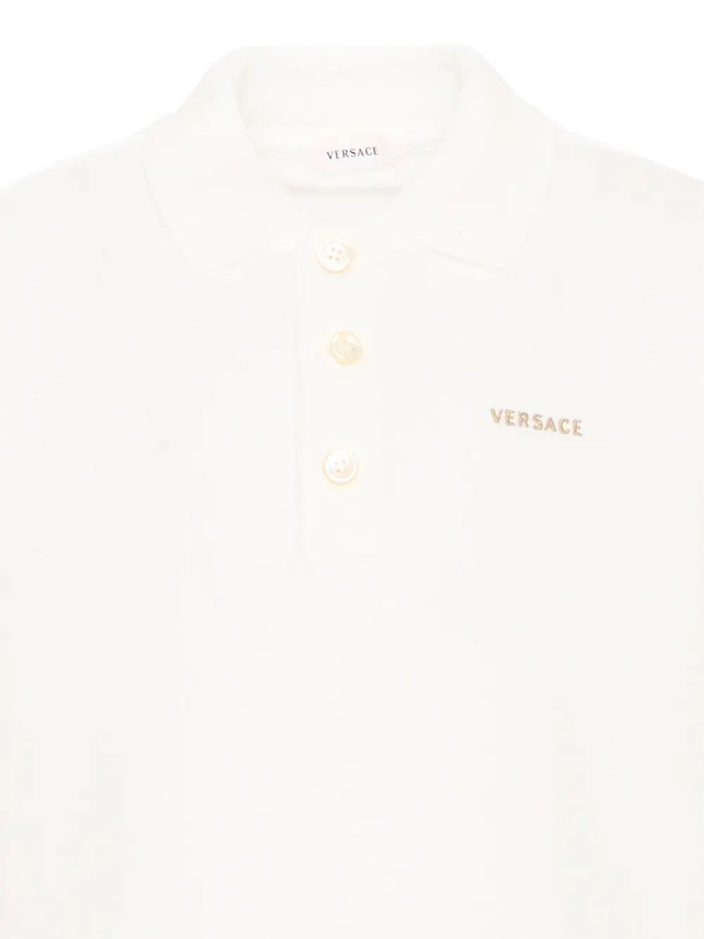 Versace Kids Poloshirt met geborduurd logo Beige
