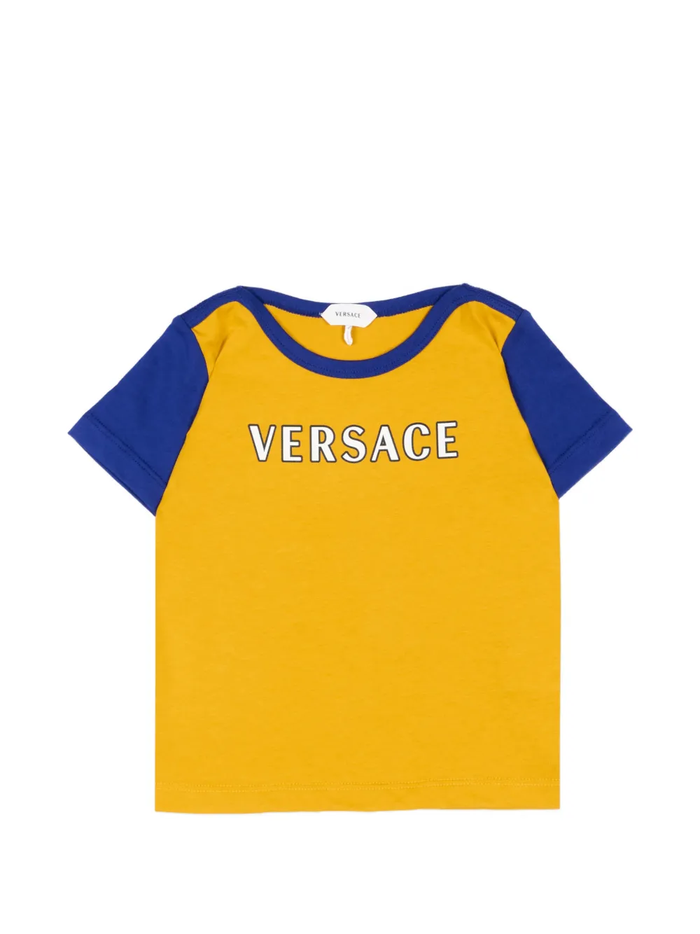 Versace Kids logo-print colour-block T-shirt - Giallo