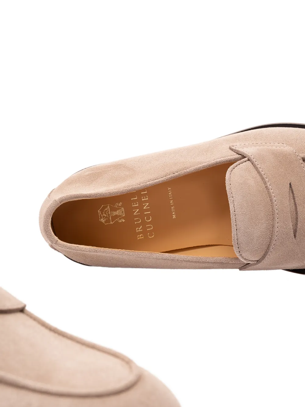 Brunello Cucinelli penny-slot suede loafers Beige