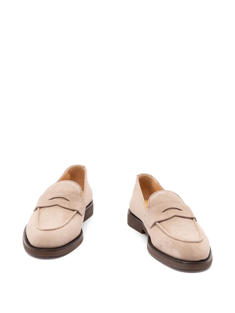Brunello Cucinelli penny-slot suede loafers Beige