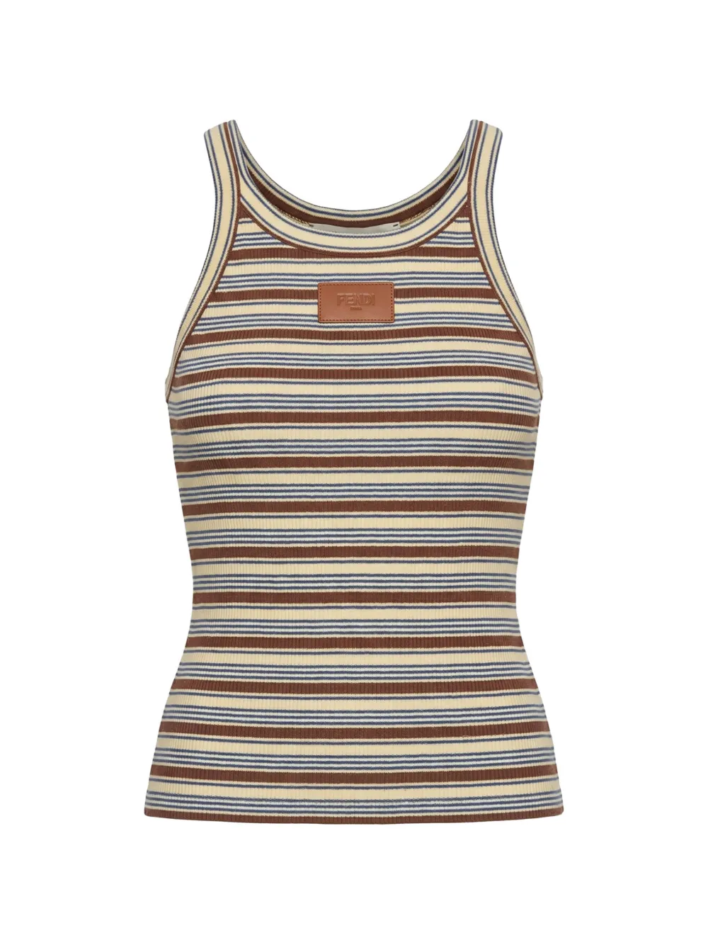 FENDI striped logo-patch tank top - Toni neutri