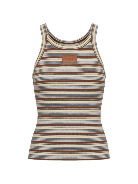 FENDI striped logo-patch tank top