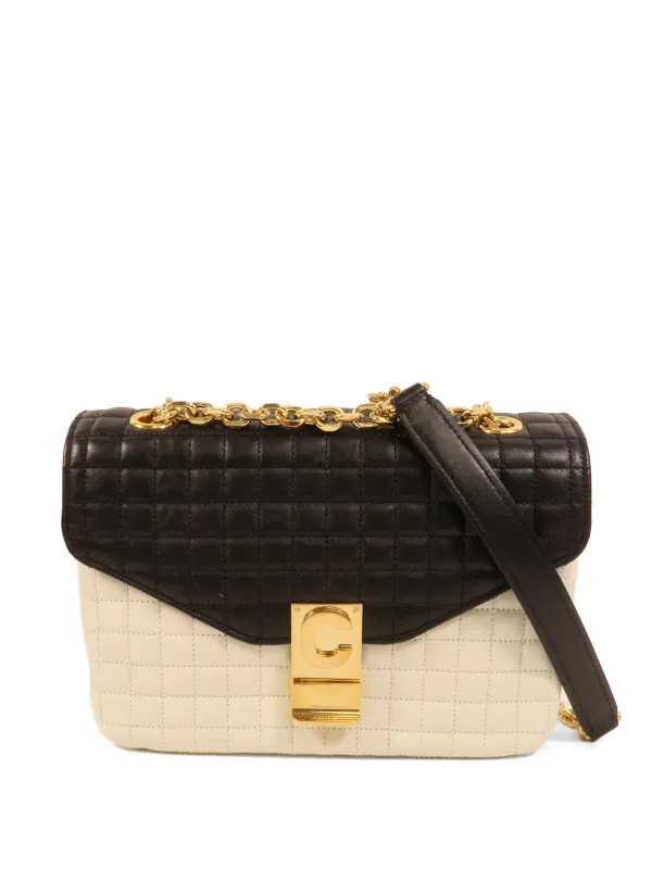 Celine Pre-owned Quilted C Shoulder Bag in Neutrals
