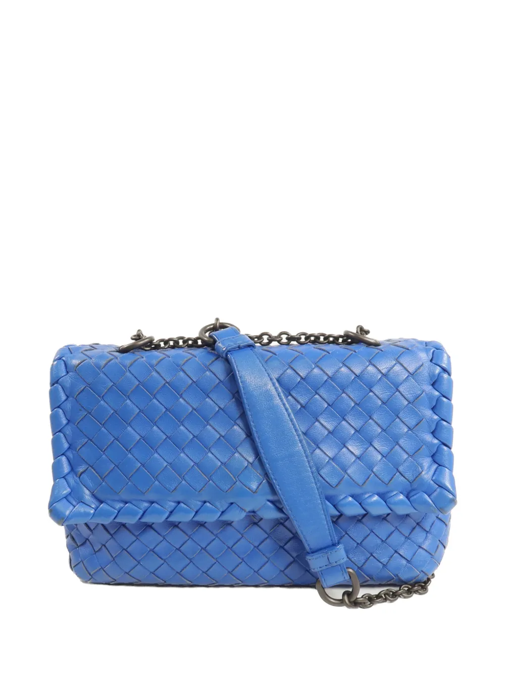 Bottega Veneta Pre-Owned Bottega Veneta Intrecciato chain shoulder bag - Blu