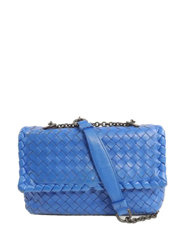 ボッテガヴェネタ ハンドバッグ ワンショルダー イントレチャート レザー 水色 Bottega Veneta Pre-Owned イントレチャート ショルダーバッグ
