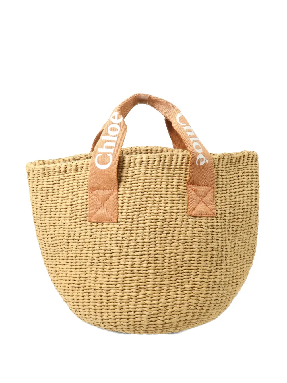 Pre-owned Chloé Logo-strap Basket Bag In Neutral