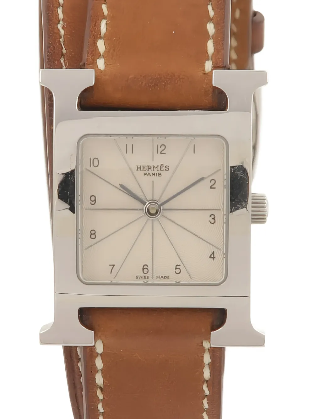 Hermès Pre-owned H Leather-strap 21mm Watch in Neutrals, view 2