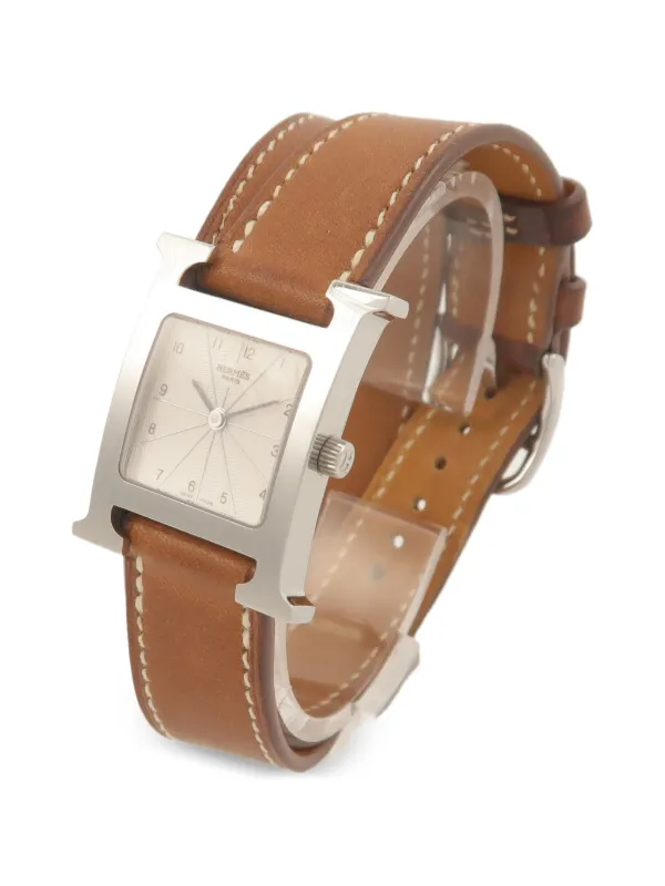 Hermès Pre-owned H Leather-strap 21mm Watch in Neutrals