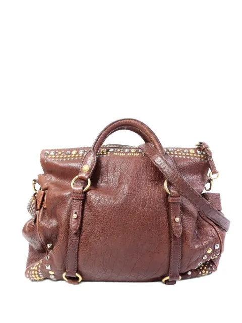 Miu Miu Pre-Owned studded leather tote bag