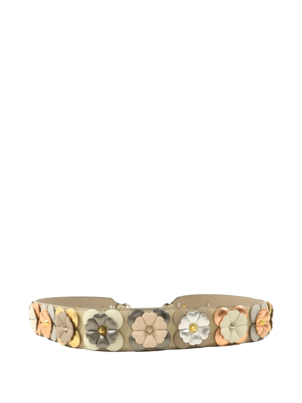 Pre-owned Fendi Strap You Flowerland Shoulder Strap In Neutral