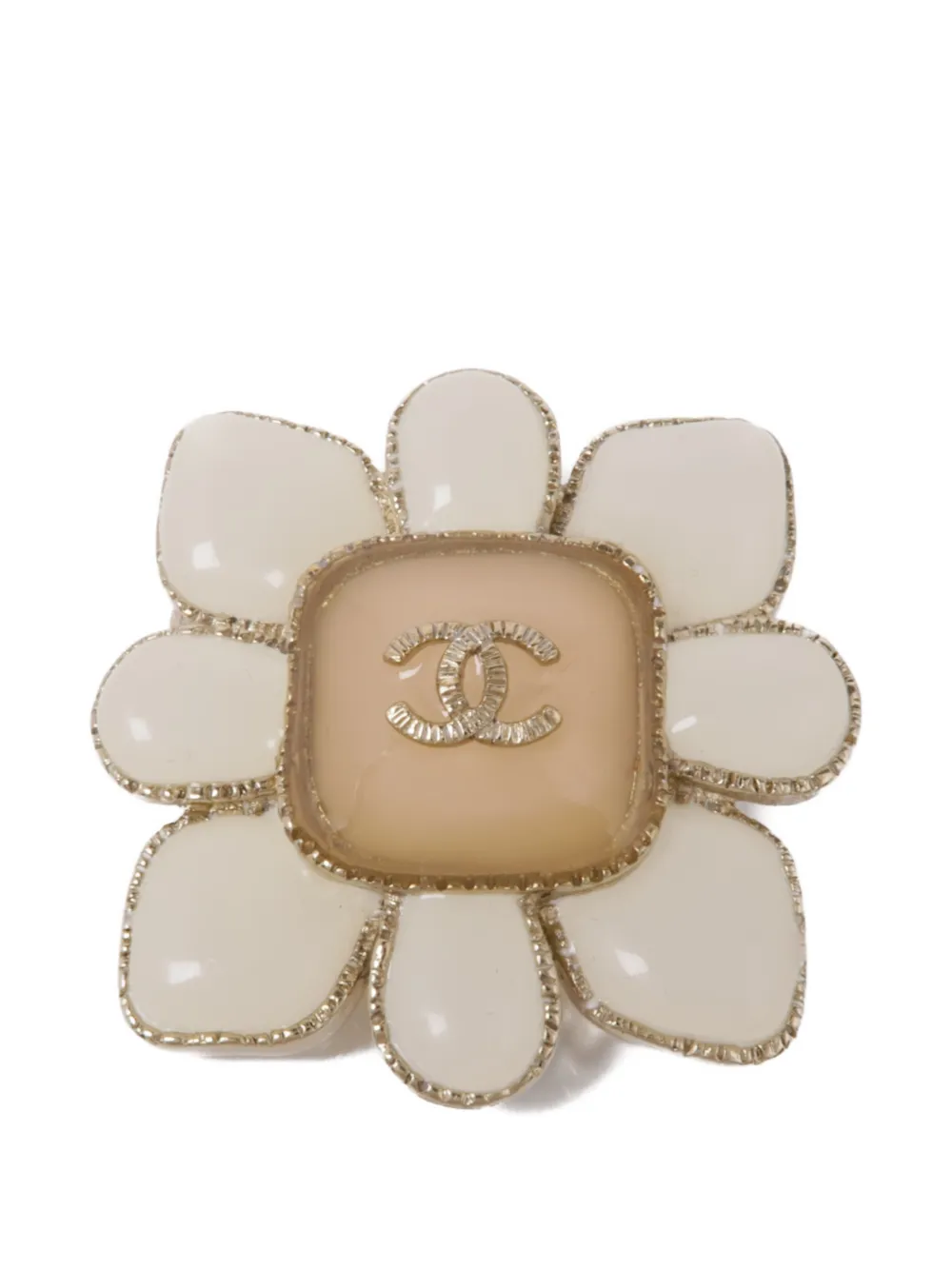 CHANEL Pre-Owned CC flower brooch - Gold