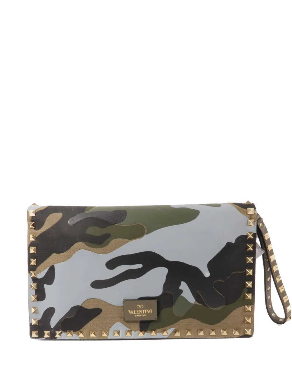 Valentino Garavani Pre-Owned Rockstud camouflage clutch bag - Verde
