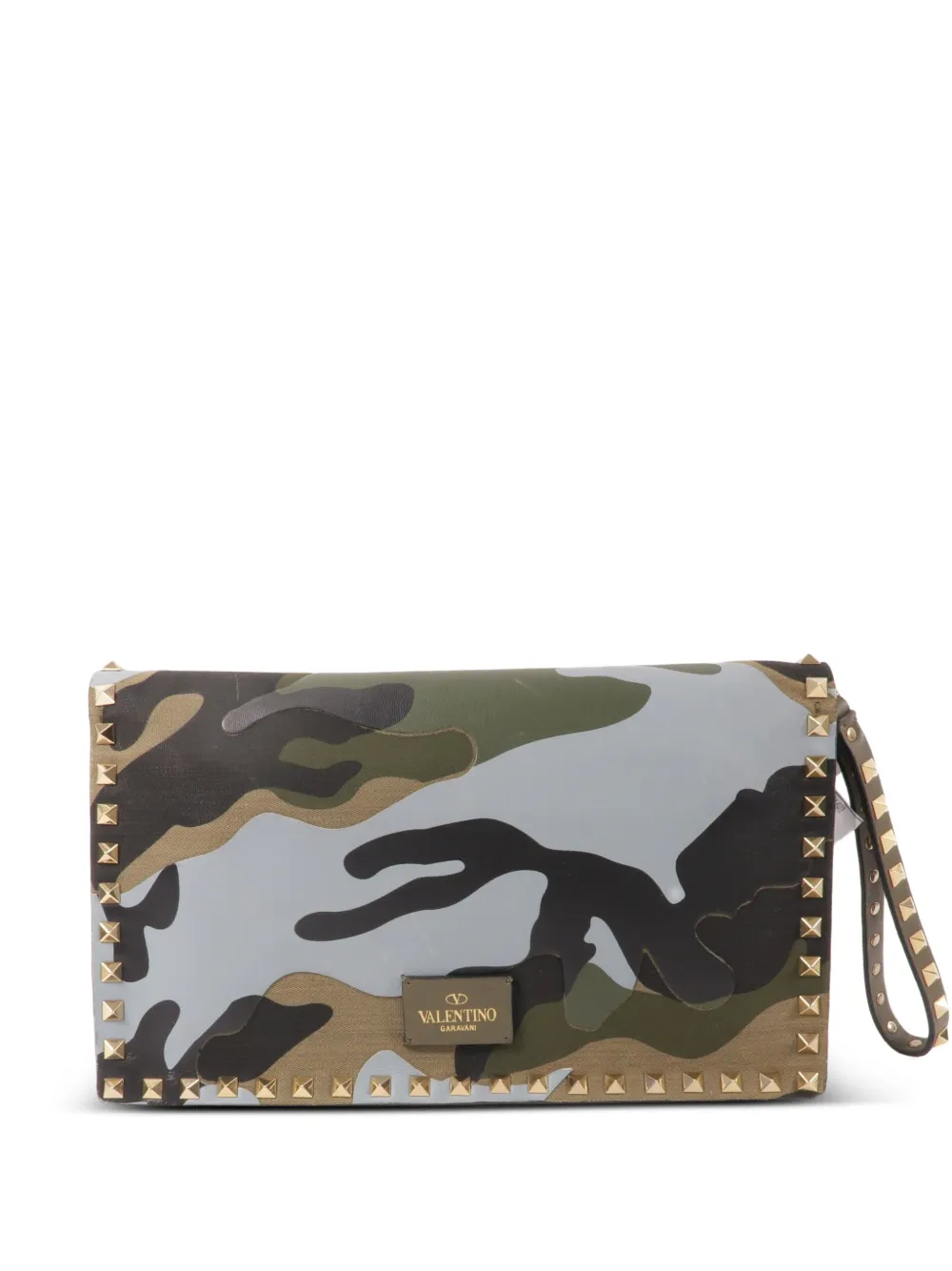 Valentino Garavani Pre-Owned Rockstud camouflage clutch bag - Verde