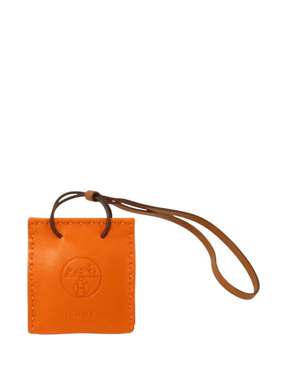 Pre-owned Hermes Leather Bag Charm In Orange