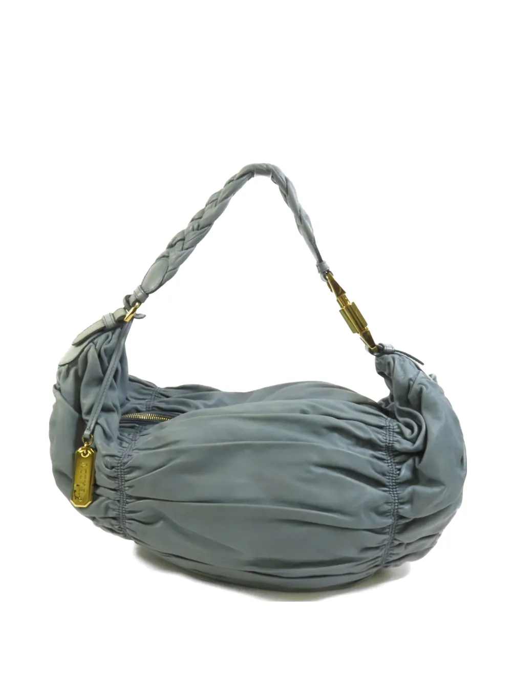 Bally Vintage ruched leather shoulder bag - Blu
