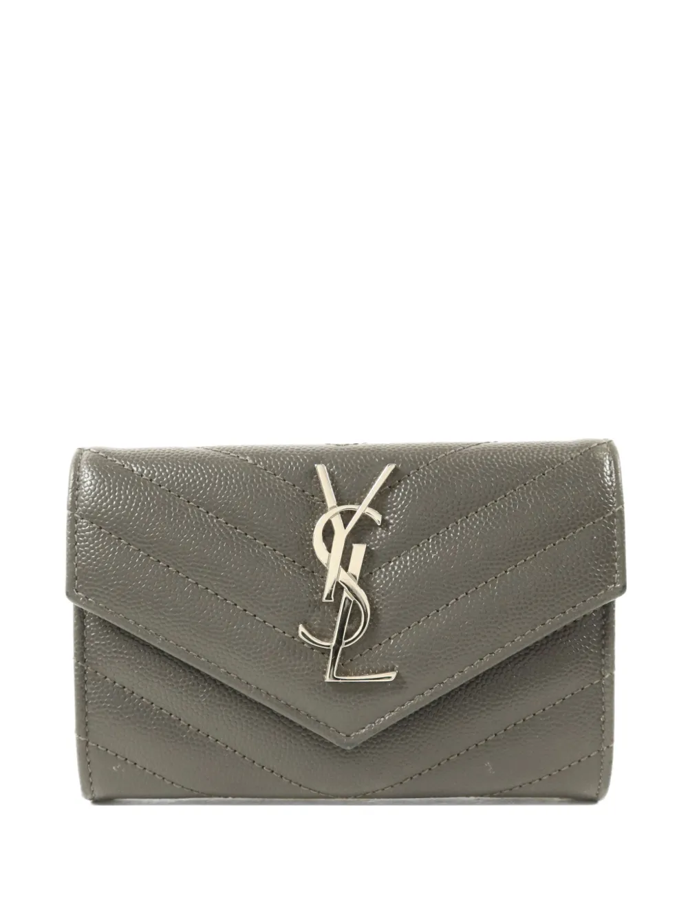 Pre-owned Saint Laurent Cassandre Matelassé Wallet In Gray