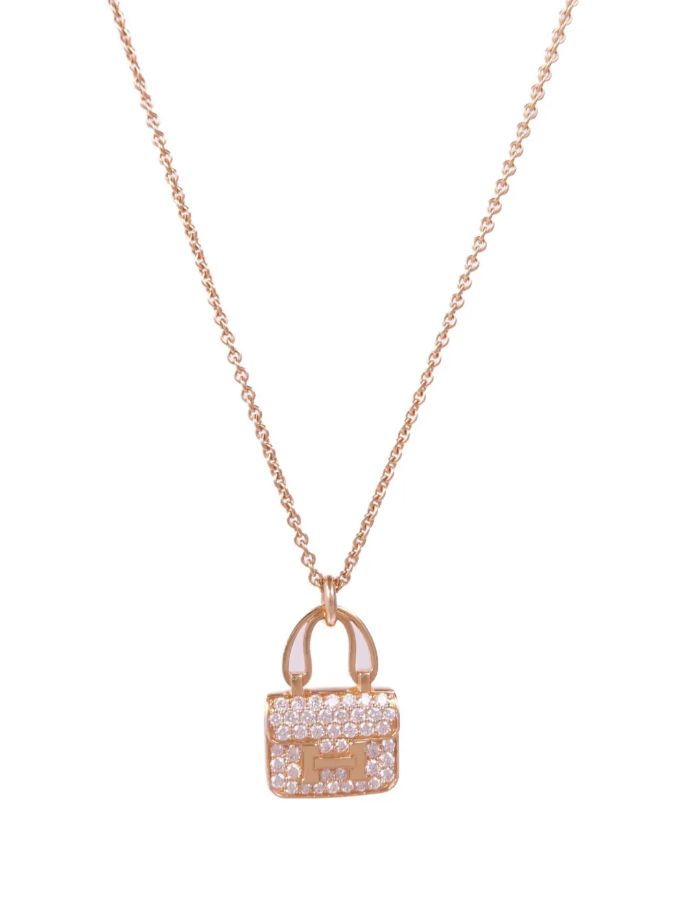 Pre-owned Hermes Amulettes Constance Diamond Necklace In Pink