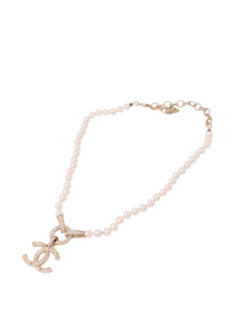 CHANEL Pre-Owned faux pearl and strass CC necklace