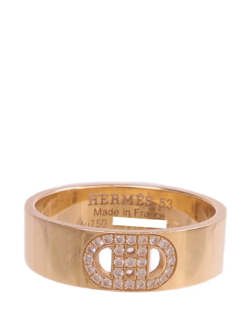 Pre-owned Hermes H D'ancre Diamond Ring In Gold