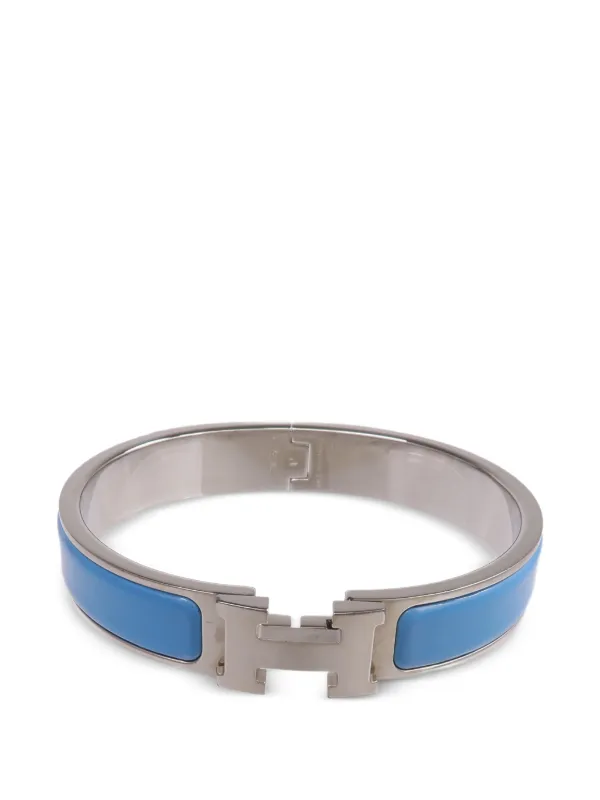 Hermès Pre-owned Clic H Enamel Bracelet in Silver