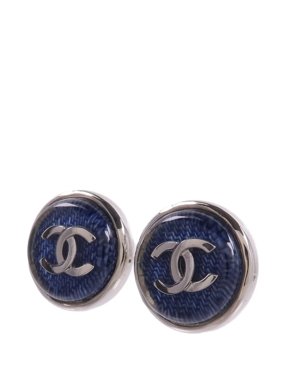 CHANEL Pre-owned Cc Interlocking Earrings In Silver
