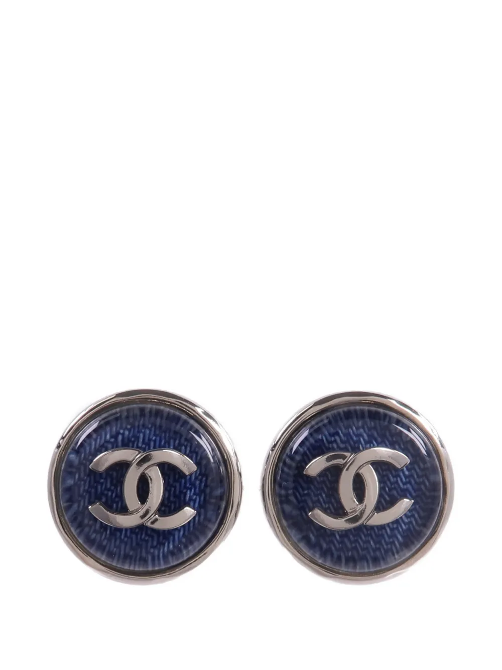 Pre-owned Chanel Cc Interlocking Earrings In Silver
