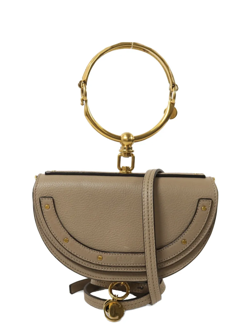 Pre-owned Chloé Nile Minaudiere Bracelet Shoulder Bag In Gray